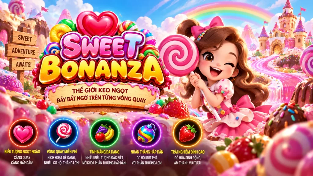 Giao diện trò chơi GO99 SWEET BONANZA với biểu tượng kẹo và tùy chọn cược